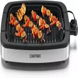 셰프맨 무연 실내 전기 그릴 초대형 표면 논스틱 테이블 상판 및 온도 조절이 가능한 BBQ 드립 트레이