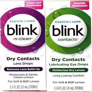 Blink 인공눈물 0.34fl oz 및 Blink-N-Clean 렌즈 세정액 소프트 RGP 이중 보습 세정 용액
