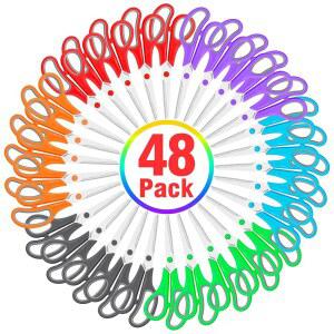 48팩 가위 벌크 8인치 사무실 홈스쿨 용품용 날카로운 재봉 원단 중/고등학생 교사용 교실 공예 편안한 오른쪽/왼쪽 손잡이용