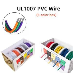 PVC 절연 주석 도금 구리 케이블, 박스형 UL1007 AWG 5 가지 색상 키트, 30, 28, 18/16
