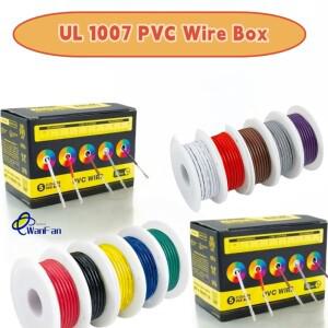 박스형 UL1007 PVC 절연 주석 도금 구리 케이블5가지 색상 혼합 키트16/18/20/22/24/26/28/30 AWG 라인