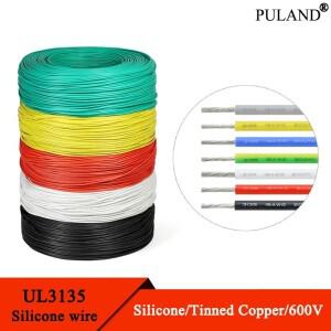 실리콘 절연 주석 도금 구리선, UL3135 와이어 고온 저항 케이블, 30 28 AWG, m, 5