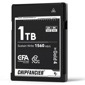 칩팬시 CFpress 4.0 타입 B 968GB 메모리 카드 최대 3550MB /s 읽기 1550MB /s 사진작가용 D5 /D6 /Z7 /Z9 파나소닉 캐논 EOS DJ와 호환되는 Write-Raw 8K 비디오 녹화 블랙