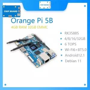 오렌지 파이 5B 4GB 램32GB EMMC 64비트 락칩 RK3588S 듀얼 밴드 온보드 WIFIBT 기가비트 랜 포트 소형 PC