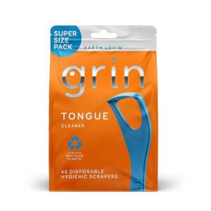 GRIN 혀 클리너, 48개, 일회용 위생 스크레이퍼, 깨끗한 혀, 재활용 톱니 등 접이식 포함 신선한 플라스틱, 촉진, 안전한 피크 호흡
