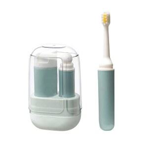 SAMIQU 3-IN-1 칫솔 여행용 케이스 키트 구강 휴대용 치약 사용을 세정제 및 캠핑, 칫솔, 접이식 컵이 위한 일상 디스펜서 출장 있는 홀더