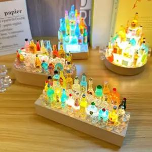 usb 원형 무드등 받침 웜화이트 화이트 빛 LED받침 원목 조명 8cm