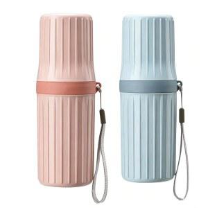 여행용 칫솔 컵 2개, 홀더 치약 보관함 여행, 위한 다기능 대용량 여행을 캠핑,