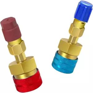 WZP 2PCS R1234YF 어댑터 퀵 커플러 파란색 및 빨간색 하이 로우 사이드 커넥터 변환 키트 냉매 에어컨