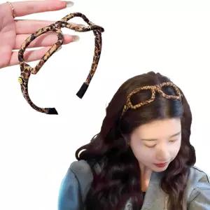 바오웬파구 여성 레오파드 패턴 안경 모양 머리띠 패셔너블한 하이탑 헤어 클립 액세서리 외출용