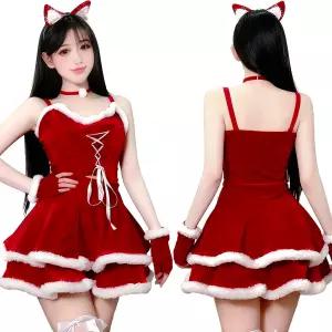 고어슨 산타 코스프레 토끼 귀여운 여성 코스튬 모자 크리스마스 미니 6종 세트 3가지 색상으로 제공