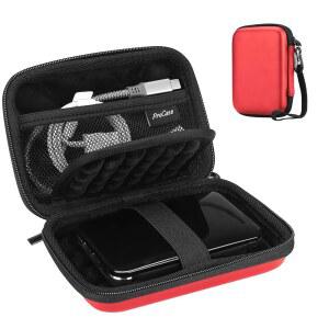 SEAGATE 휴대용 PROCASE 외장 하드 드라이브 케이스 WD 요소 마이 패스포트 도시바호환 칸비오 베이직 삼성호환 T9 1TB 2TB 3TB 4TB 5TB 2.5 U201D USB 3.0 HDD / SSD 스토리지 여행용 케이스 -RED