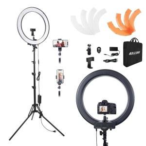 랑겔렉터 링 라이트 키트 18인치 55W 5500k 디밍 가능 LED 조명 70인치 접이식 스탠드 스마트폰 집게 짧은 비디오 스튜디오 사진 스팟 셀카 라이브 스트리밍 You Tube TikTok