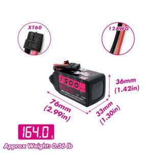 CNHL 블랙 시리즈 V2.0 1500mAh 14.8V 4S 130C 리포 배터리 XT60 플러그 5인치 쿼드콥터 드론 고정익 비행