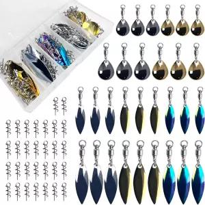 무료 피셔 61PCS 낚시 스피너 블레이드 테일 키트 4가지 크기 드롭 블레이드/윌로우 스프링 핀 포함된