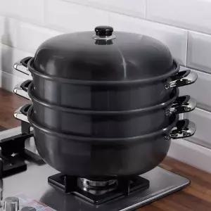 검정색 3단 찜기 찜냄비 업소용 만두찜기 찜판 가정용 냄비 양수