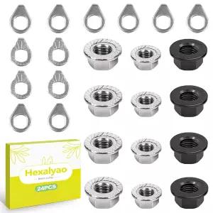 헥살랴오 24 PCS 자전거 액슬 너트 와셔 키트 M8 M95 M0 교체 부품 산악 및 도로 휠 볼트 세트 핏