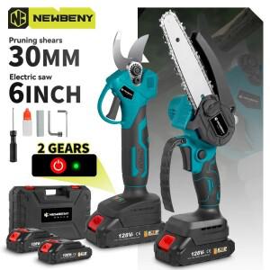 NEWBENY 무선 브러시리스 bldc 6 인치 전기 톱  30mm 전지가위 세트 Makita 호환 배터리 핀 용 목공 정원
