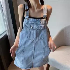 채움도트 멜빵청치마 스커트 멜빵 여성 캐주얼 데님