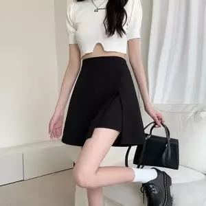 [VCM45002]깔끔한 블랙 스커트 스판 미니 치마 바지