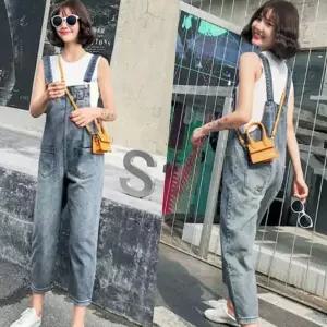 (다올)여자 썸머 데님 멜빵 팬츠 캐주얼 여행 패션 코디