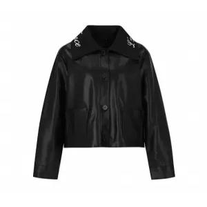 [숲][숲] 니트 탈부착 페이크 레더 재킷 (SZ9LE30)