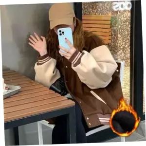 패션점퍼 겨울스타일 패션 캐주얼 안감 야구 베이직 점퍼 기모 배색 여성