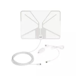 4K USB 디지털 TV 실내용 안테나 5M 사각형 25DBI 고화질 지상파 시청 모니터 셋탑박스 캠핑 차박 가능