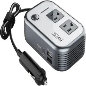 FOVAL 200W 자동차 파워 인버터 DC 12V 110V AC 노트북 충전기 고속 컨버터 27W PD USB-C 및 듀얼 포트