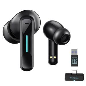 MIDDLE RABBIT PC 및 노트북용 SW4 마이크 데스크톱용 2.4GHZ USB 이어버드: 컴퓨터 있는 무선 이어폰 헤드셋, 블루투스 업무용 헤드폰, PRO 마이크가 동글이 포함,