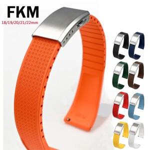 불소 고무 시계 밴드 FKM 트로픽 스트랩 18/19/20/21/22mm 접이식 버클 퀵 릴리스 남성용 여성용 크기 팔찌