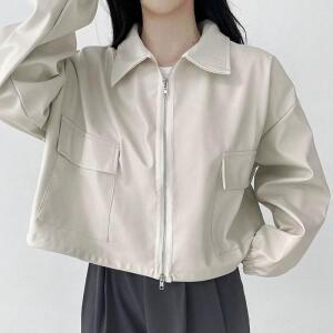 여성 여름 빈티지 차이나 지퍼 캐주얼 긴팔 쇼트 코트