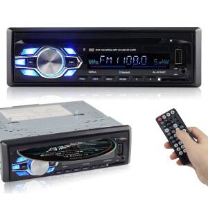 DASH CAR 1DIN FM USB SD AUX 입력 DVD CD 플레이어가 있는 POLARLANDER 싱글 DIN 멀티미디어 카 스테레오 라디오 플레이어 블루투스 리모컨 및 핸즈프리 포함