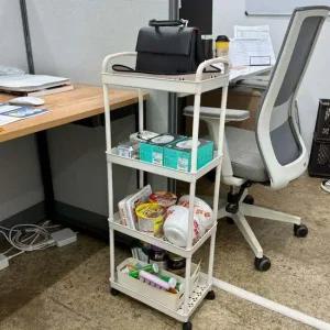 수납함 트롤리 4단 이동식 화이트 이동식선반 수납트롤리