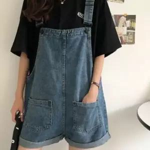 청바지 청멜빵 반바지 데이트룩 데일리룩 팬츠 LD887