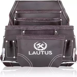 LAUTUS 태닝 가죽 도구 파우치 백 목수 건설 프레임 핸디맨 포켓 10개 망치 홀더 2개 100 다크 브라운