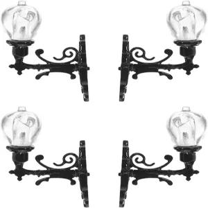 EXCERART 4Pcs 인형의 집 장식용 미니어처 벽 램프 1 87 스케일 시뮬레이션 미니 조명 따뜻한 노란색 야광