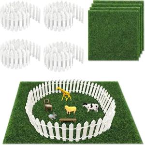 MaehSab 8피스 35인치 미니 요정 정원 울타리 세트 작은 흰색 나무 피켓 가짜 펜싱 게이트 DIY 인형의