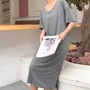 [셀러에이드]멜빵원피스 데님원피스 체크원피스 브이넥 빅카라 포켓 밑트임