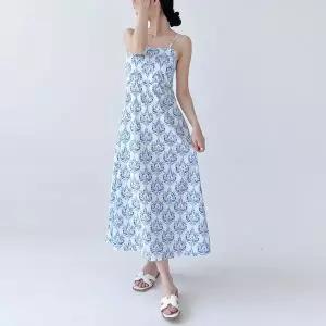 [하프클럽/]썸 에스닉 백크로스 홀터넥 데일리 비치 여름 롱원피스 드레스