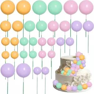 Ngdhkd 32개 미니 케이크 토퍼 DIY 생일 결혼식 졸업식을 위한 컵케이크 컬러풀