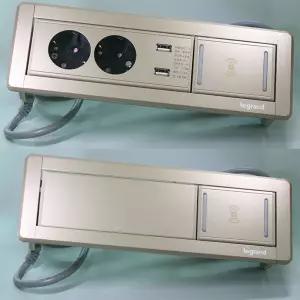 르그랑 빌트인 사각 회전 씽크대 매립 아일랜드 식탁 콘센트 2구 USB 2구 무선 충전