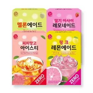 송원 우리차 제로 아이스티 4종 멜론 에이드 20T + 딸기 아사이 20T + 피치망고 아이스티 20T + 핑크 레몬 20T x 1개