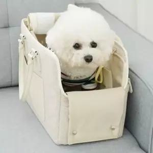 강아지 스퀘어 이동 가방 목화베이지 1P 기내 이동 애견켄넬 애견이동가방 (WFG6VNS)