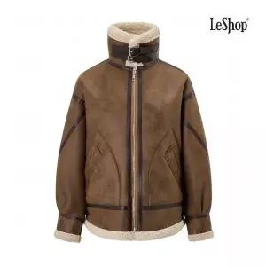 르샵 정상가:159,000원 ㅣ 하이넥 퍼 배색 레더 무스탕 자켓 (DP4JK011A)