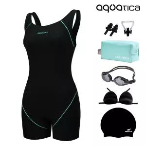 아쿠아티카 여성 2부 실내수영복 AQA29365 일반용수경 파우치 코클립 7종세트