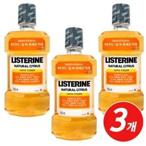 리스테린 내추럴 시트러스 구강청결제 750ml x 3개 입냄세제거제 가글액 구취제거제 마우스워시