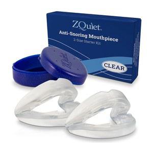 ZQuiet, 코골이 방지 마우스피스, 2가지 크기의 스타터 팩, 편안하고 편안한 호흡을 위한 리빙 힌지 및 개방형 전면 디자인, 선명함