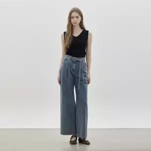씨씨콜렉트 벨티드 백밴딩 와이드 데님 팬츠 C262PSA432