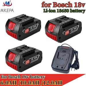 보쉬 호환 리튬 이온 배터리, 연료 게이지 포함, 전문 GBA GSR BAT618 18V, 6AH, 10Ah